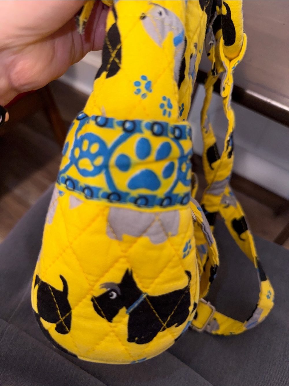 Yellow Quilted Mini Pet Pattern Backpack - Picture 7 of 13